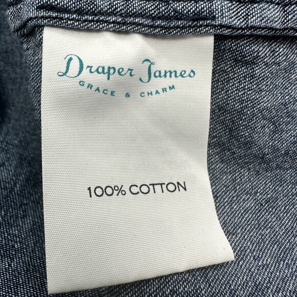Draper James Chambray Ruffle Shift Dress in Medium Wash Size 8 - Picture 9 of 11